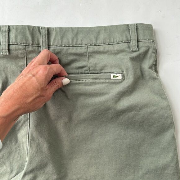 Lacoste Men's Size 38 Slim Fit Stretch Gabardine Bermuda Shorts 10” Inseam Chino - Picture 1 of 11